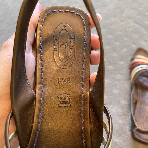 Charter Club Leather Strappy Sandals Made in Italy Size 8.5 Narrow - Picture 3 of 4